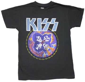 Kiss Mens T-Shirt - Band Fiery Painted Face Circle Image