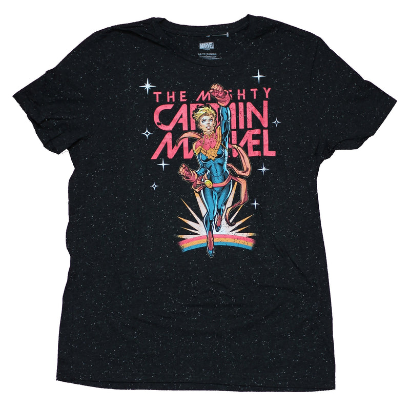 Captain Marvel Mens T-Shirt - The Mighty Distressed Flying Image