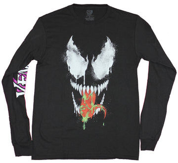 Venom Mens Long Sleeve T-Shirt - Toothy Drooling Close Up Image