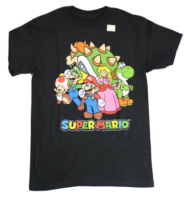 Super Mario Brothers Mens T-Shirt - Giant Group Over Name