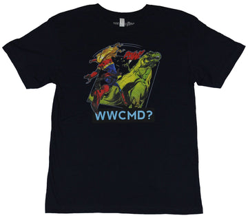 Captain Marvel (Marvel Comics) Mens T-Shirt -  WWCMD? Dino Punching Acton Image