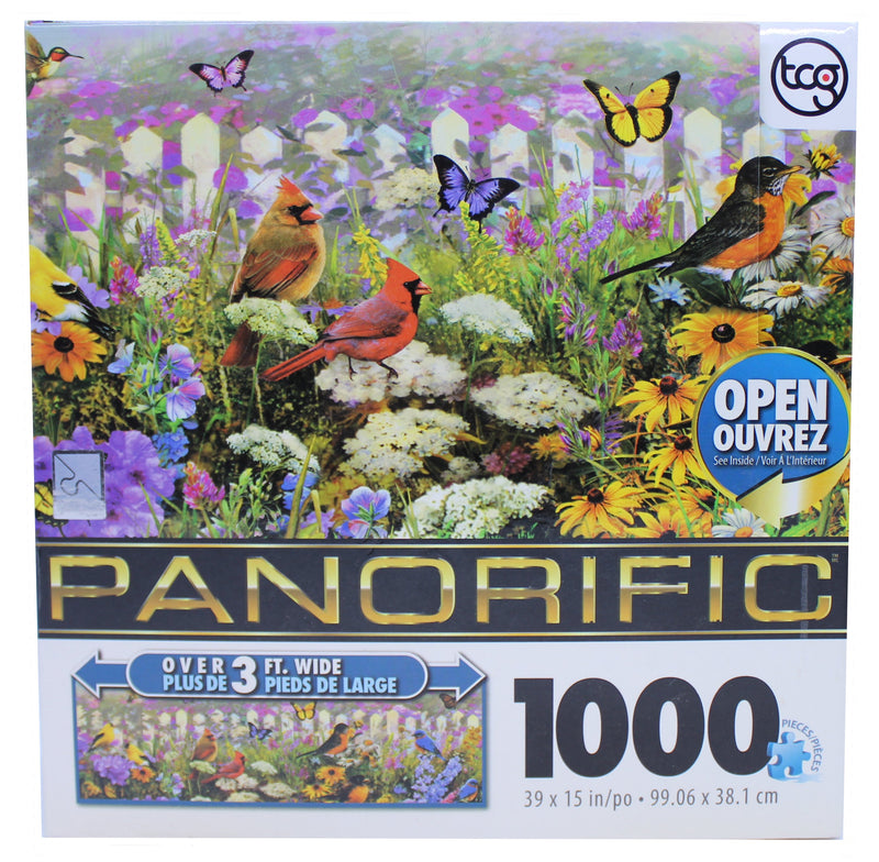 Panorific "Bird Panorama" Floral Field Birds & Butterflies 3 Foot Wide 1000 Piece Puzzle