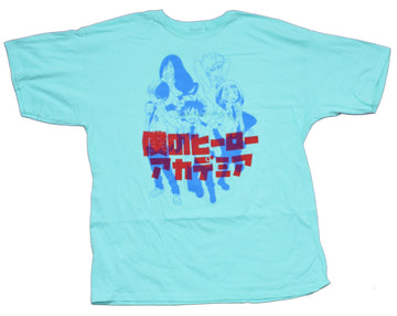 My Hero Academia Mens T-Shirt - Blue Drawn Group Under Red Kanji