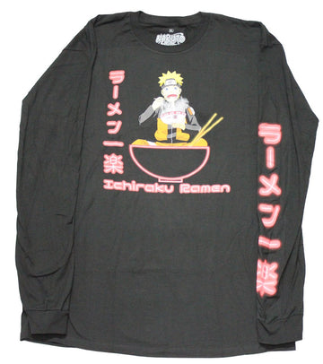 Naruto Shippuden Long Sleeve Mens T-Shirt - Eating Ramen Glowing Bowl