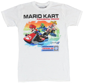 Mario Kart  Mens T-Shirt  - Rainbow Road Grand Prix Lightning Cup Challenge