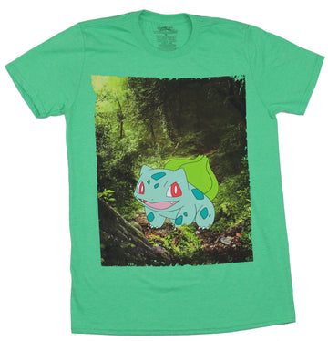 Pokemon Mens T-Shirt - Bulbasaur hanging out in the real Woods