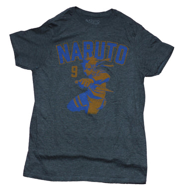 Naruto Shippuden Mens T-Shirt - Attacking Style Naruto Under Bleu Name