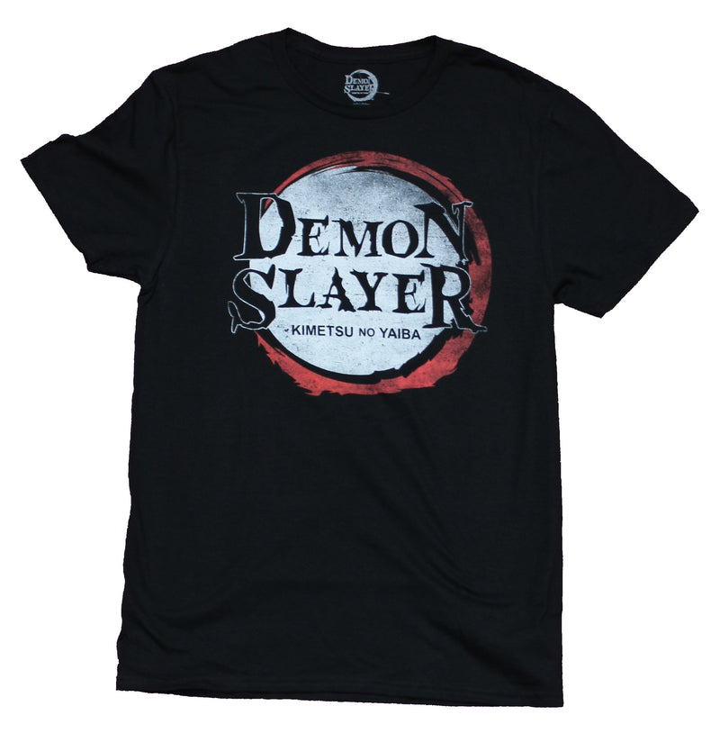 Demon Slayer Mens T-Shirt - Kimetsu No Yaiba Distressed Circle Logo - Inmyparentsbasement.com