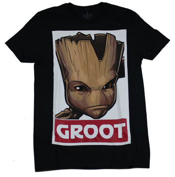 Guardians of the Galaxy Mens T-Shirt - Groot Mad Face Poster Style Image