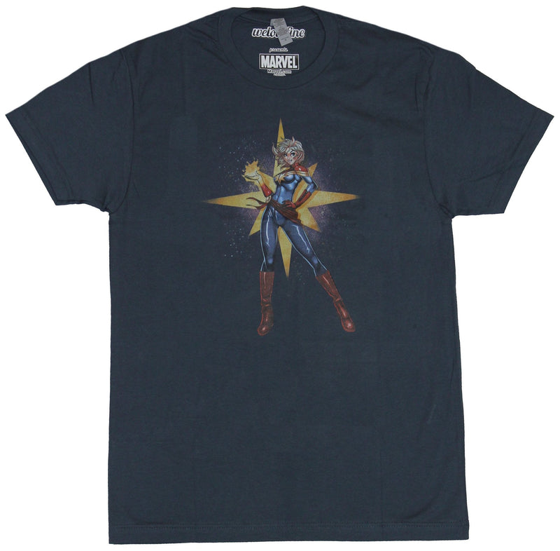 Captain Marvel Mens T-Shirt -  Smaller Bishouji Style Hand on Hip Heroine - Inmyparentsbasement.com