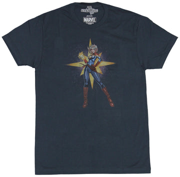 Captain Marvel Mens T-Shirt -  Smaller Bishouji Style Hand on Hip Heroine