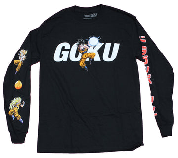 Dragon Ball Z Mens Long Sleeve T-Shirt - Goku Kanji Sleeve Sayian Powered Sleeve