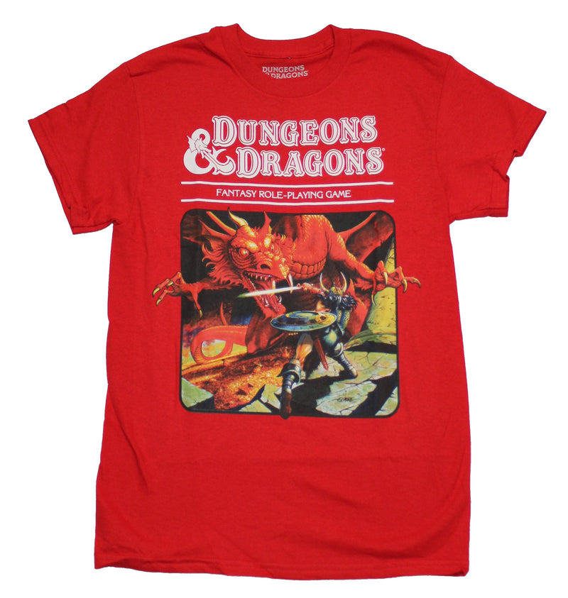 Dungeons & Dragons Mens T- Shirt - Cover Art Set 1: Basic Rules 3rd Edition, the classic Red Box - Inmyparentsbasement.com