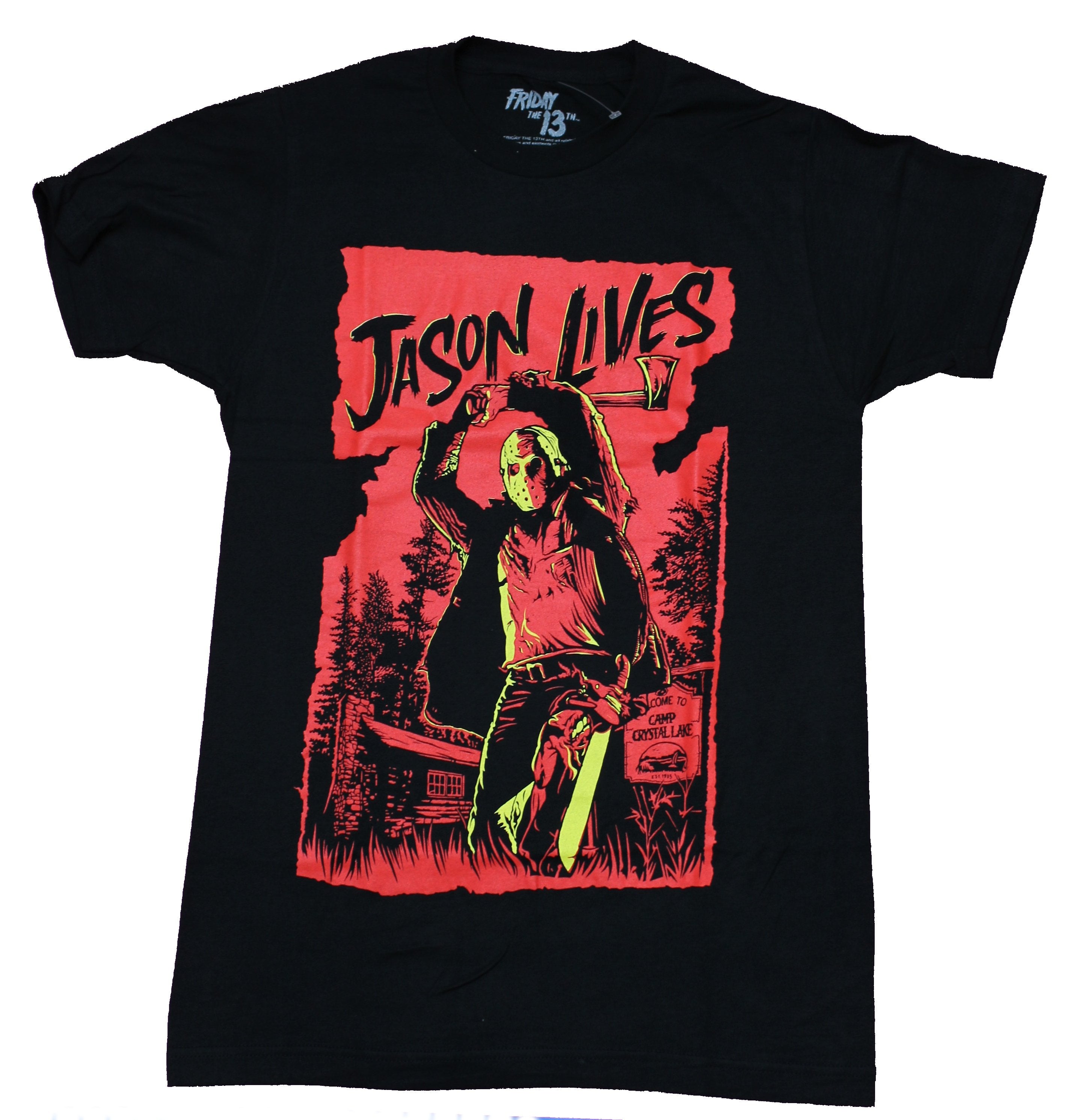 tæmme St position Friday the 13th Mens T-Shirt - Jason Lives Ave Chop Red Poster Image