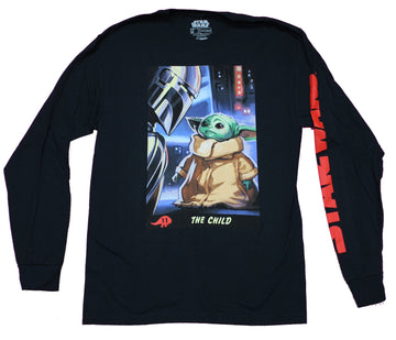 Star Wars The Mandalorian Mens Long Sleeve  T-Shirt - Child Card Style Art