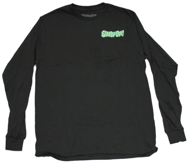 Scooby Doo Mens Long Sleeve T-Shirt - Lapel Logo Eyes Back
