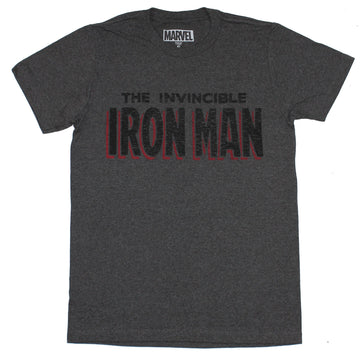Iron Man (Marvel Comics) Mens T-Shirt - The Invincible Iron Man Simple Word Logo