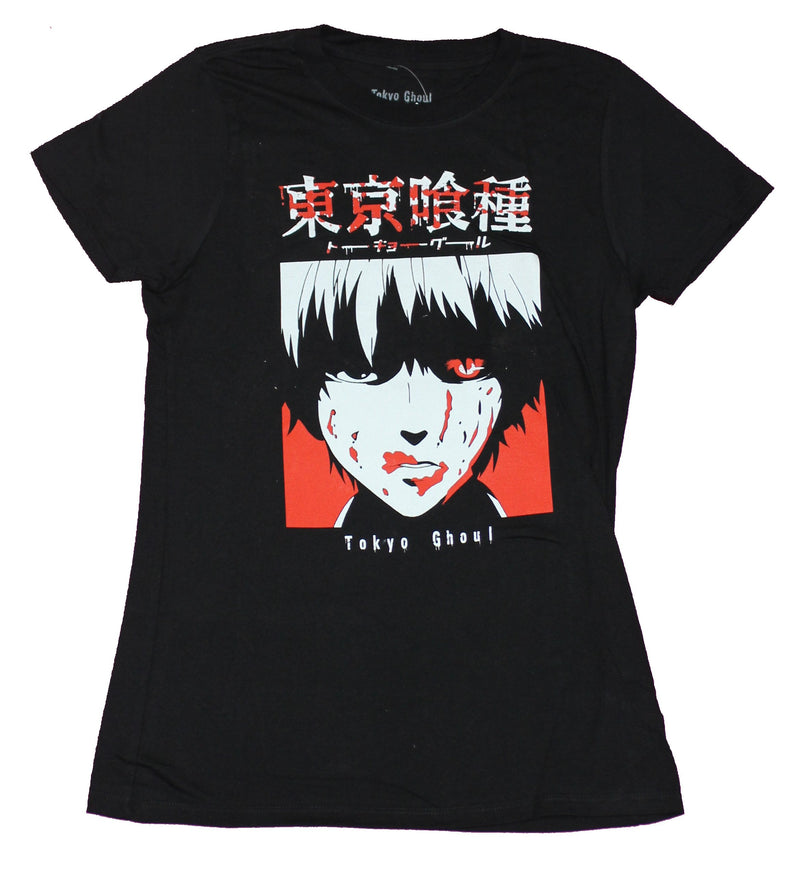Tokyo Ghoul Girls Juniors T-Shirt - Bloody Face Under Kanji