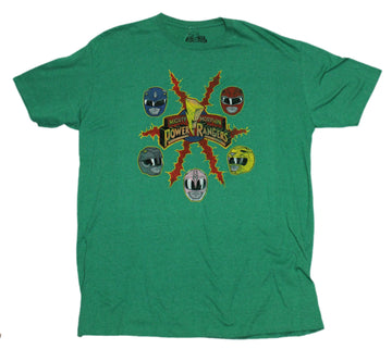 Mighty Morphin Power Rangers Mens T-Shirt  - Distressed Lighting Head Logo Ima