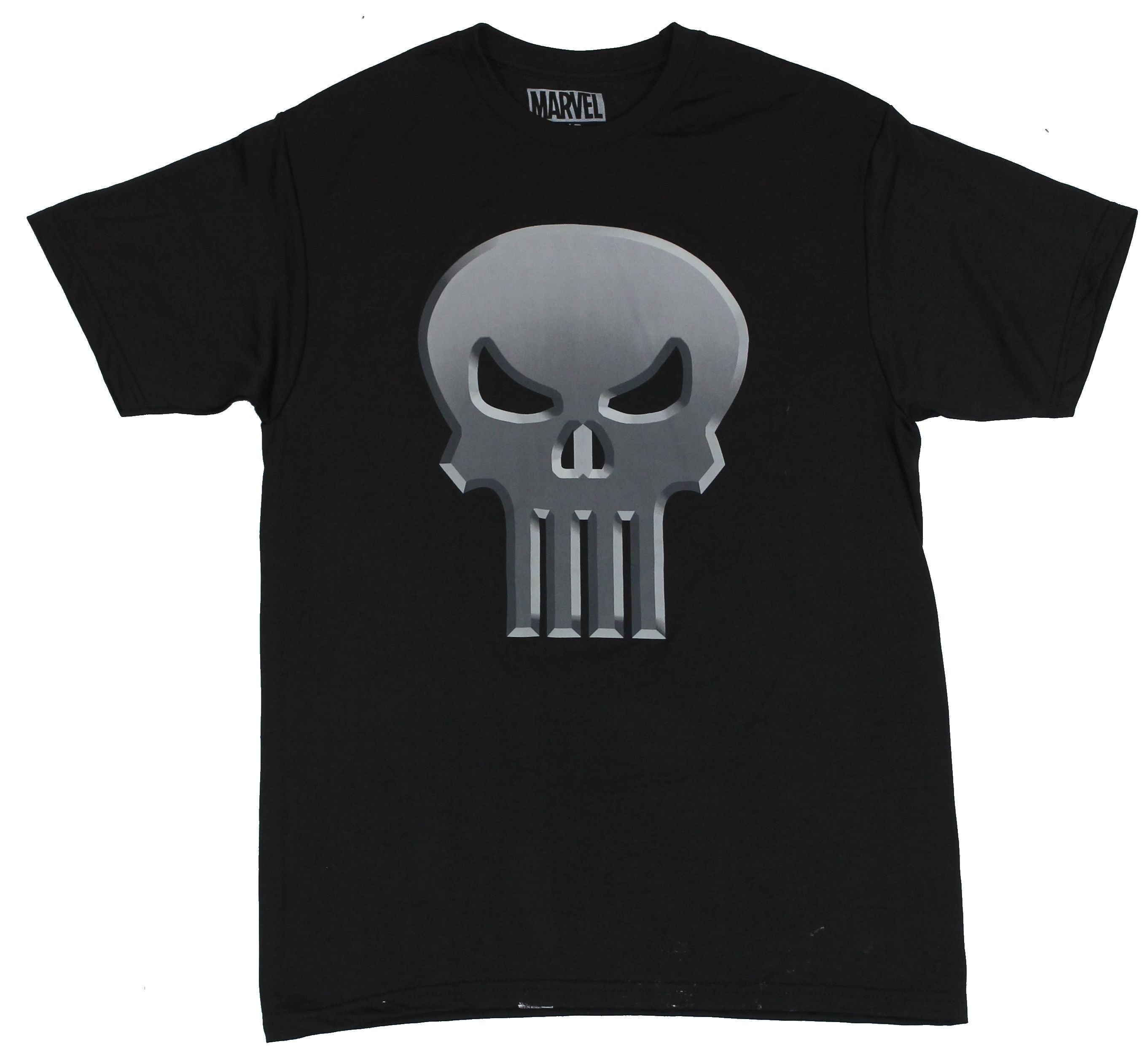 The Punisher (Marvel Comics) Moisture Wicking  Mens T-Shirt  - White Gray Logo
