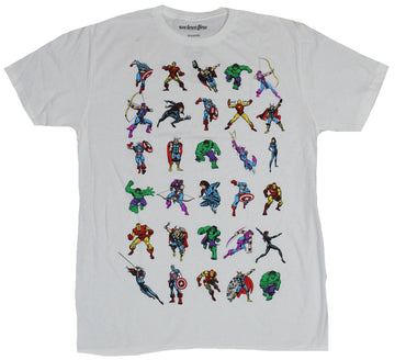 The Avengers (Marvel Comics) Mens T-Shirt - 30 Little Action Shots of the Team