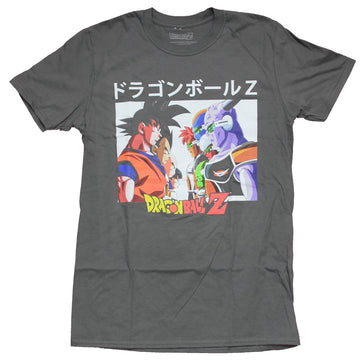 Dragon Ball Z Mens T-Shirt - Faceoff Image Under Kanji Above Name