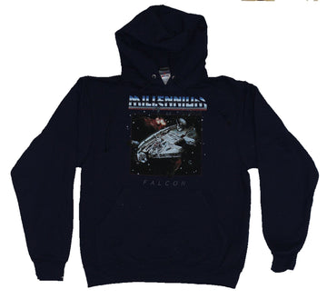 Star Wars Mens Pull Over Hoodie- Millennium Falcon Space Flying Falcon Image