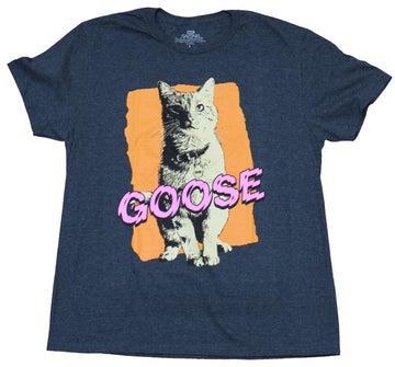 Captain Marvel Mens T-Shirt  -  Goose Purple Name Orange Box Cat Image