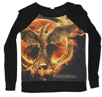 The Hunger Games Girls Juniors Light Sweatshirt -  Mocking Jay  Giant Logo