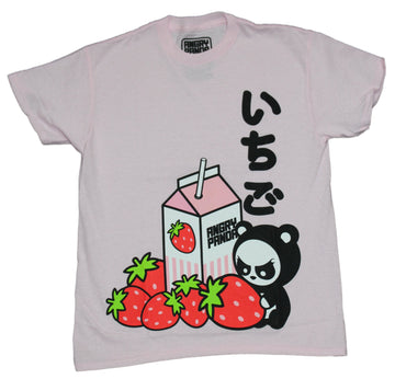 Angry Panda Mens T-Shirt - Strawberry Milk Carton Kanji