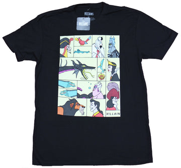 Disney Villains Mens T-Shirt - Stylized Panels of Disney Villains