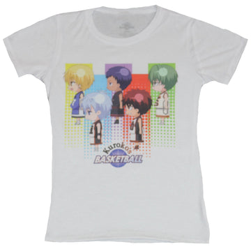 Kuroko's Basketball Girls Juniors T-Shirt - 5 Player Primary Colored Box Images