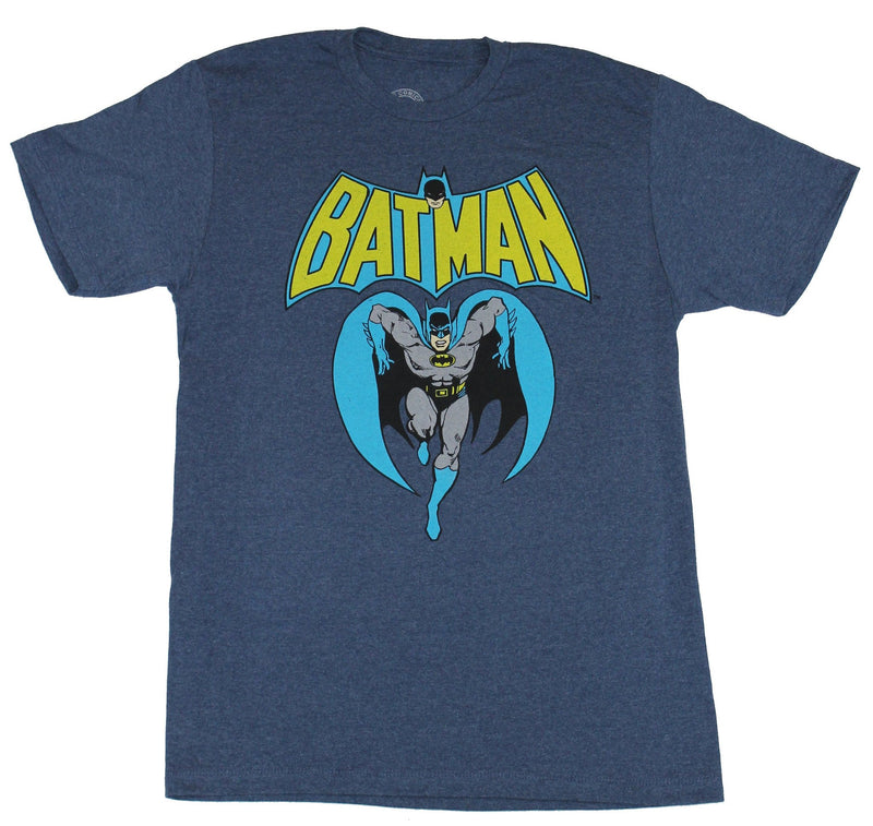Batman (DC Comics) Mens T-Shirt - Running Rush Bats Under Old School Logo
