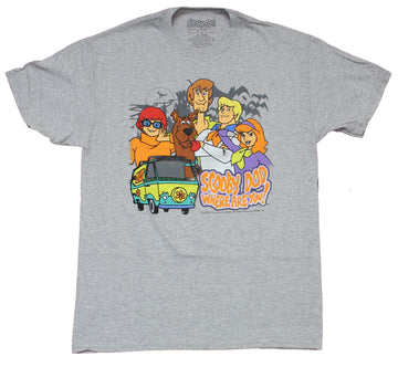 Scooby Doo Mens T-Shirt - Where Are You team Stance Over Bus