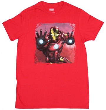 Iron Man Mens T-Shirt - Marvel Comic Hero Preparing a Hand Blast