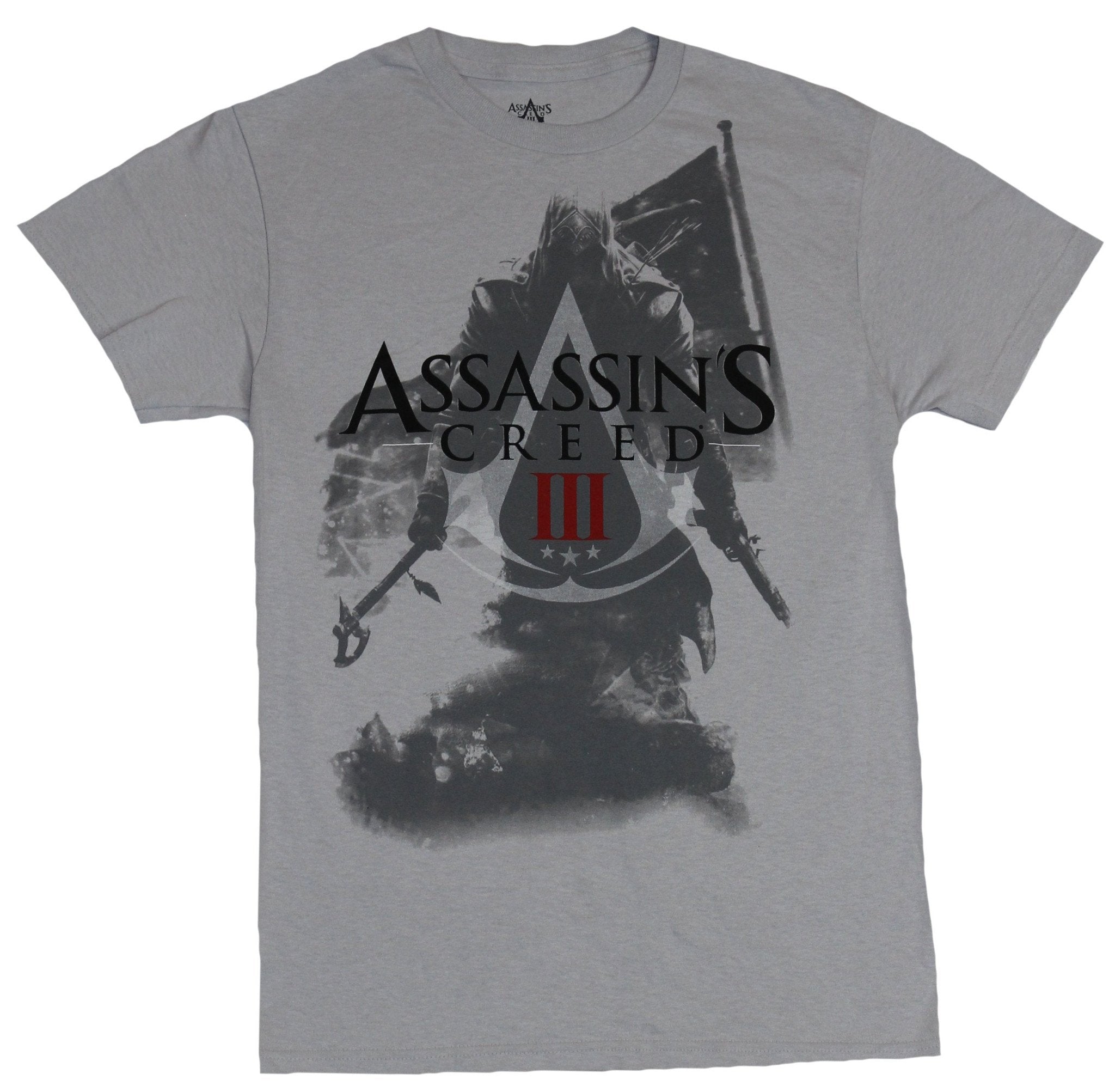 Assassin's Creed III Mens T-Shirt -  Daggers down Grayed Out Under Word Logo