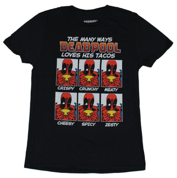 Deadpool (Marvel Comics) Mens T-Shirt - The Many Ways Deadpool Loves His Tacos