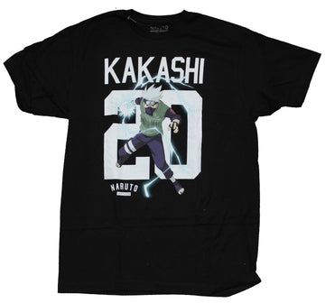 Naruto Shippuden Mens T-Shirt - Kakashi Attacking Image Under Name