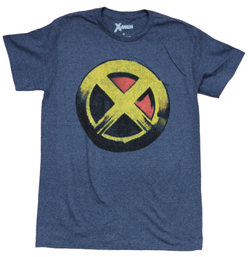 X-Men Mens T-Shirt - Distressed Yellow Red X Logo