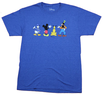 Mickey Mouse Mens T-Shirt  - Donald Duck Goofy & Mickey Waving Goodbye