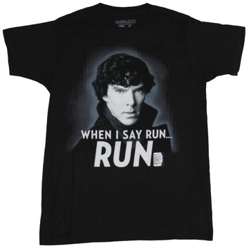 Sherlock (BBC TV Series)  Mens T-Shirt - When I Say Run Sherlock Face Image