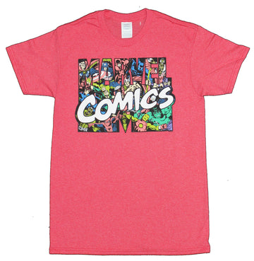 Marvel Comics Mens T-Shirt - Company Logo Filled with Superheroes