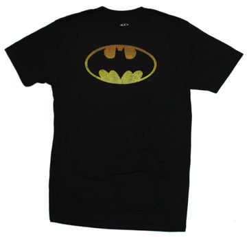 Batman Mens T-Shirt - Classic Yellow and Orange Distressed Logo