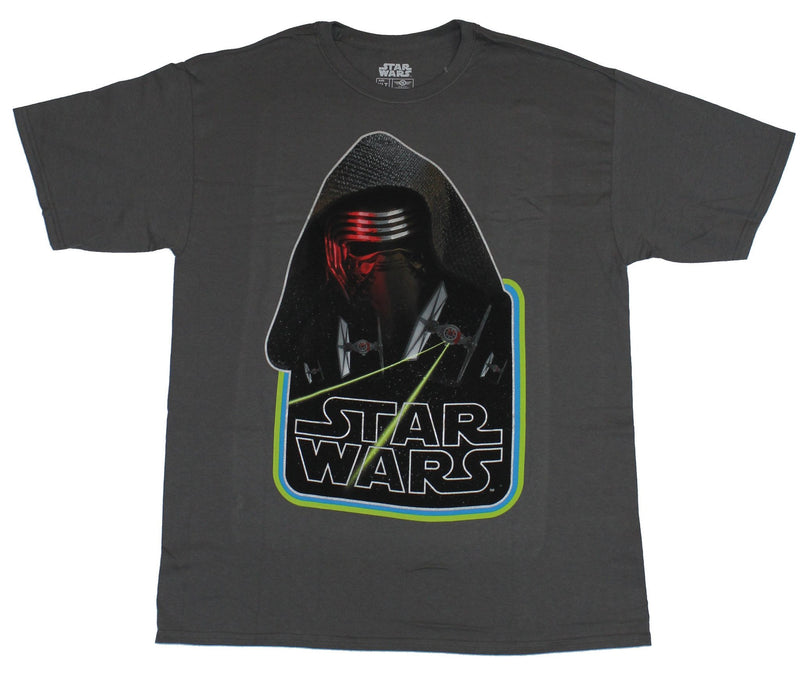 Star Wars Force Awakens  Mens T-Shirt - Kylo Ren Head Neon Lined Star Wars Logo