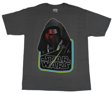 Star Wars Force Awakens  Mens T-Shirt - Kylo Ren Head Neon Lined Star Wars Logo