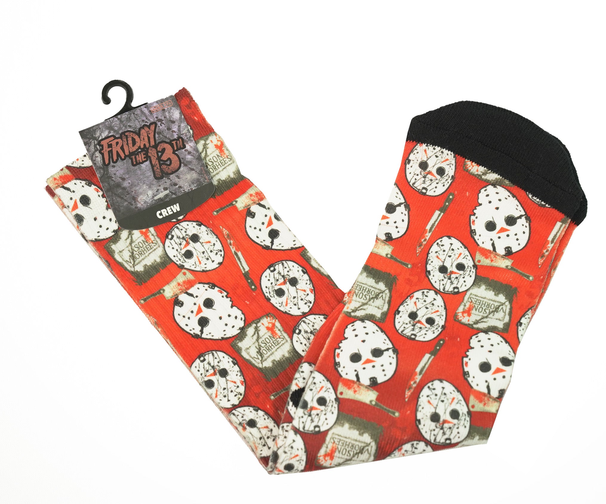 Friday the 13th Jason Voorhees All Over Print Red Horror Crew Socks