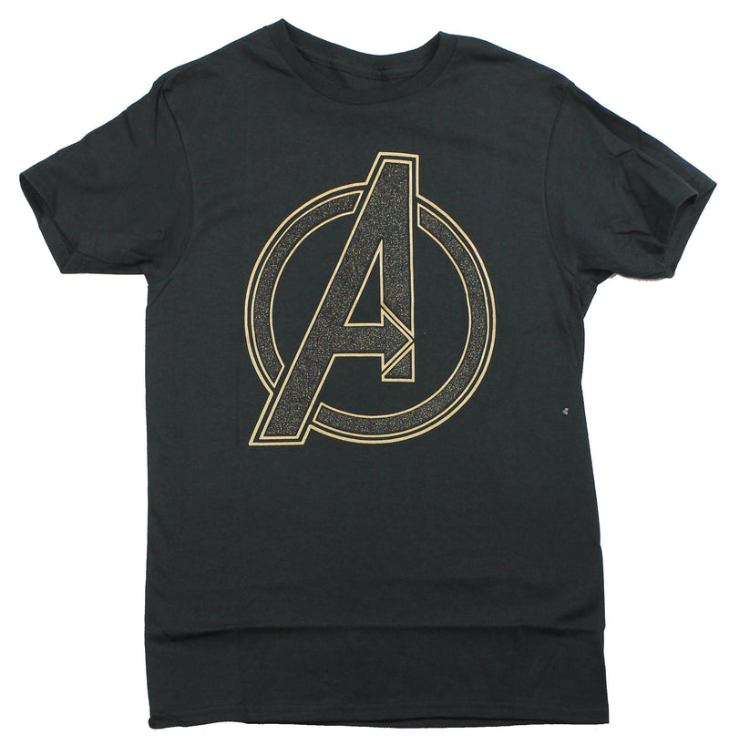 The Avengers (Marvel) Mens T-Shirt - Black Glitter Classic A Avengers Logo