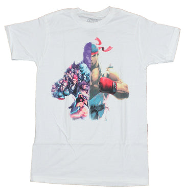 Street Fighter Mens T-Shirt - Half Character Filled Ryu Image