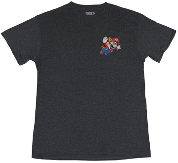 Super Mario Brothers Mens T-Shirt - Flying Raccoon Lapel Mario Image