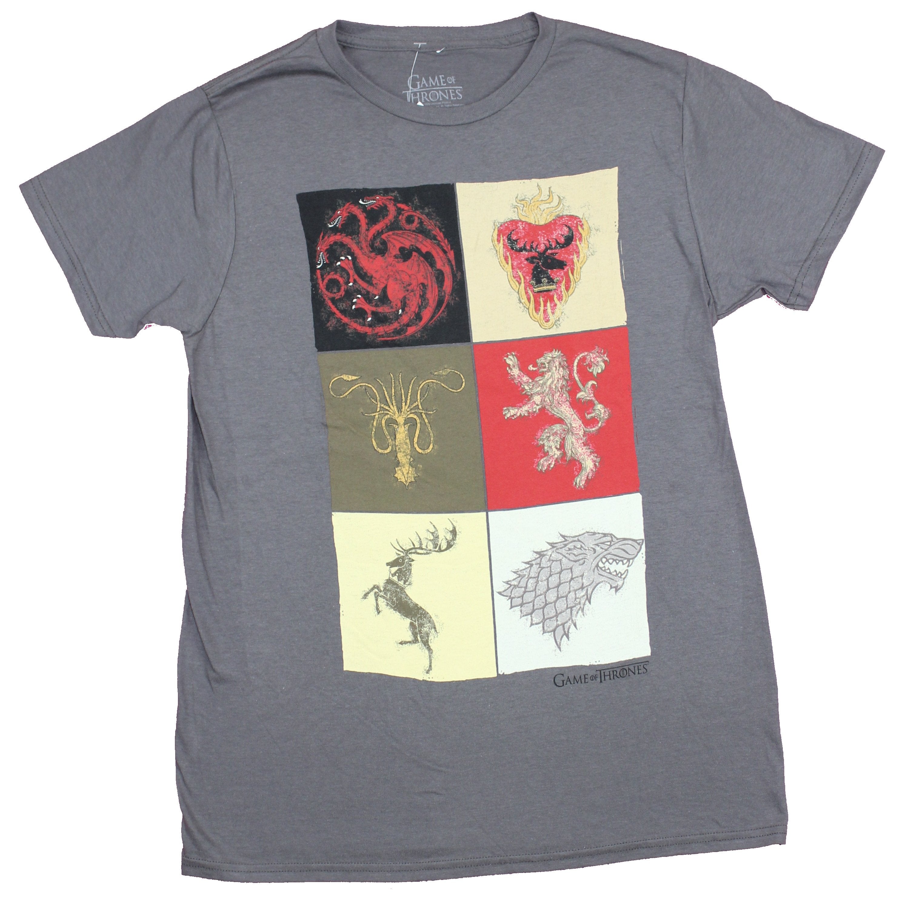 Game of Thrones Mens T-Shirt - Six Boxed Colorful House Sigils